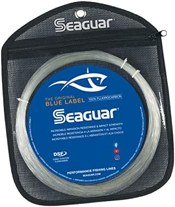 Seaguar Blue Labe Big Game линија за риболов со флуорокарбон, јачина на пауза од 200lb, 110 -тида, јасна - 200FC110