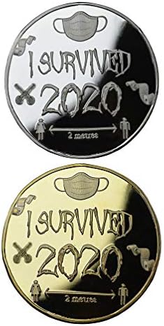 АМОСФУН Американски Монети 2 парчиња Среќен Преживеан Монета Комеморативни Монети Комеморативни Колекционери На Монети Среќа Што Преживеав 2020