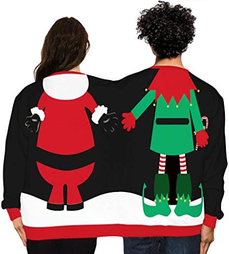 Грацин машка и женска две лица грда божиќен џемпер- 3Д печатена двојка џемпер
