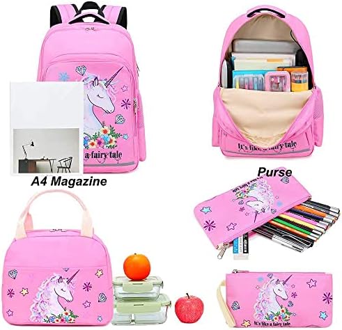 Boop Девојки ранец Детска чанта од основни книги за книги со изолирана торбичка за ручек и торбичка за моливи