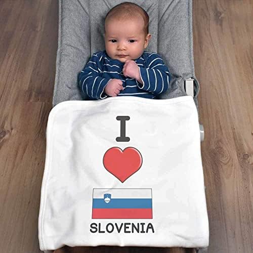 Азиеда „Ја сакам Словенија“ памучно бебе ќебе / шал