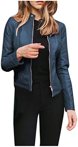 Suerghwax есенска облека за жени 2022 модна обична кожна јакна плус големина кошула со долги ракави по поштенски јакна со џебови со џебови