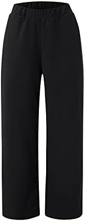 Panенски панталони Еластични панталони со високи половини памучни панталони со панталони со јога плажа со џебови широки џемпери