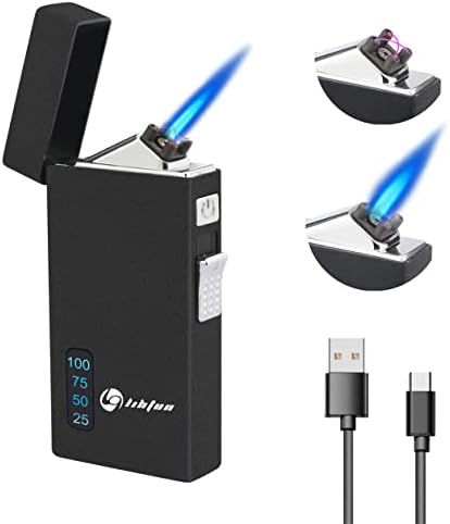 TISFA Електричен лак полесен пополнување на бутански факел полесен 2 in1 windproof плазма запалка со LED дисплеј моќ USB USB за полнење