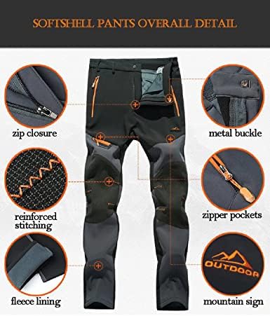 МАГКОМСЕН Машки Панталони Со Меки Лушпи Обложени СО Руно Со 5 Џебови Со Патент Отпорни На Вода Панталони За Скијање На Отворено
