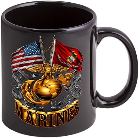 Еразор парчиња кафе чаша со двојно знаме златен глобус USMC - кригла со камења