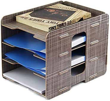 Кабинети за датотеки HLR, дрвена десктоп, 4 слоја на креативни канцелариски материјали, држач за датотеки со повеќе слојни книги, за употреба во