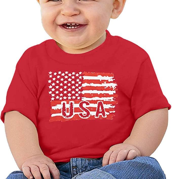 Бебе американско знаме кошула САД 4-ти јули маица Патриотски starsвезди ленти со кратки ракави на денот на независноста