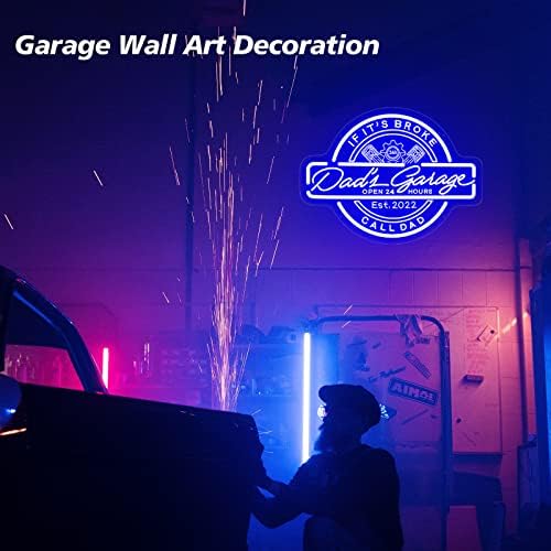 Гаража на Данако, неонски знаци, светла за wallидни декор, 20x15 '' Garage LED знаци за мажи тато подароци, гаража човекот пештера осветли