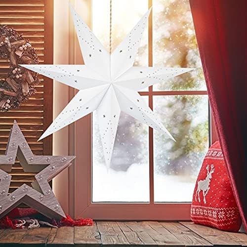 Луксузни Домашни додатоци Декор хартија starвезда Фенер за лабави: Бела 7 зашилена starвезда Божиќна starвезда украс тавана светлина
