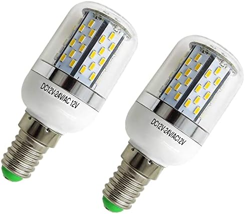 AIYOWEI 2pcs E14 База 5W Еквивалент 40W Блескаво Сијалица, DC 12V-24V / AC 12v сијалица предводена Од пченка Топло Бело 3000K