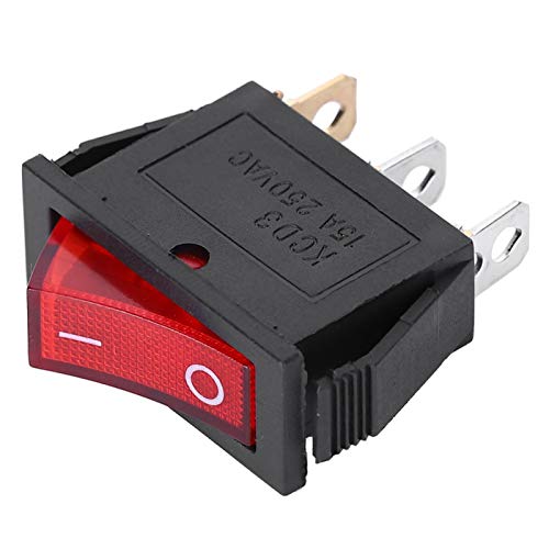 10 парчиња црвена светлина осветлена Snap-in Boat Rocker Switch Switch Enow3 PIN AC 250V 15A Switch Rocker On/Off Позиција KCD3 Додатоци