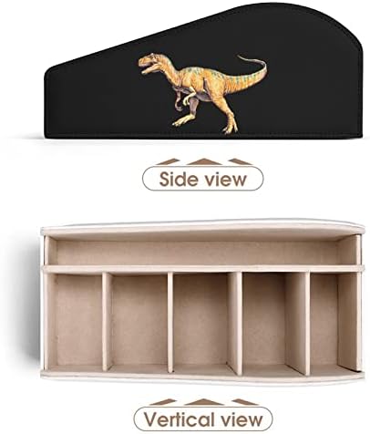 Држач за далечински управувач со диносаурус Алосаурус со 6 оддели ПУ кожени табели за складирање на табели за домашна канцеларија