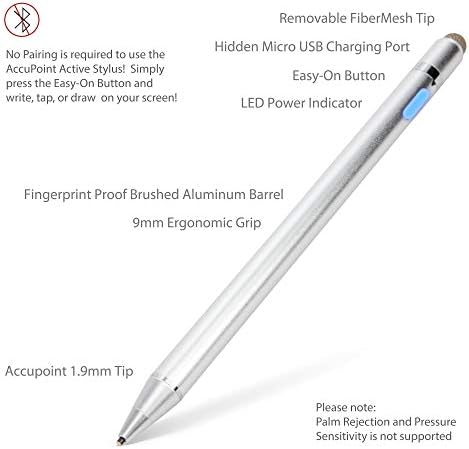Пенкало за пенкало во Boxwave Compatible со iPad Pro 9.7 - Accupoint Active Stylus, електронски игла со ултра фино врв - металик
