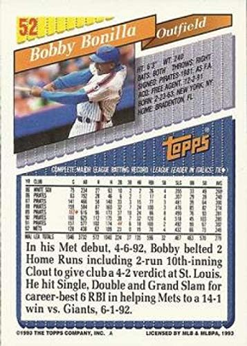 1993 Топс златен бејзбол 52 Боби Бонила Newујорк Метс Официјална трговска картичка MLB од компанијата Топсс