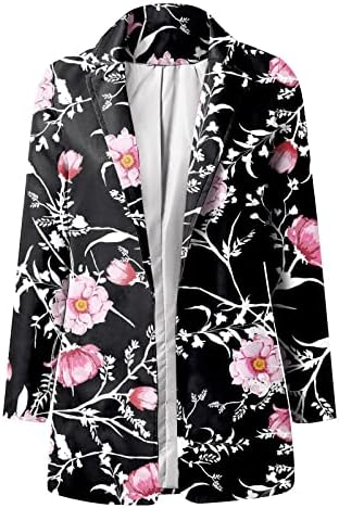 Женски долги зимски палта Обични модни печатени лапел ракав тенок вклопуваат манти со јакна од јакна