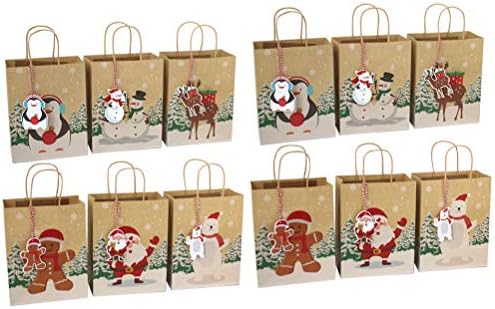 ABOOFAN 24 ПАРЧИЊА Божиќни Квадратни Долни Торби За Торби Со Хартија Од Крафт Од Висока класа Торби За Подароци Торба За Божиќен