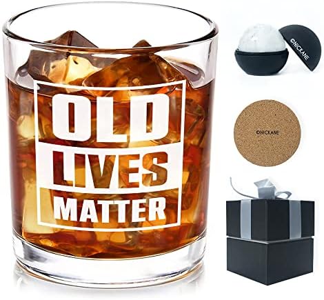 Никане Виски Стакло 11оз - Старомодно Стакло | Стари Животи Се Важни Виски Стакло Поставено За Мажи | Божиќ, Роденден, Подароци За Денот На