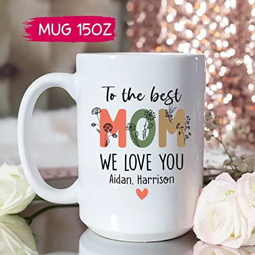 Персонализирани подароци за мајка од ќерка или син, до мајка, те сакаме кригла, деца со имиња кафе кригла за мама, персонализирани мама чаши,