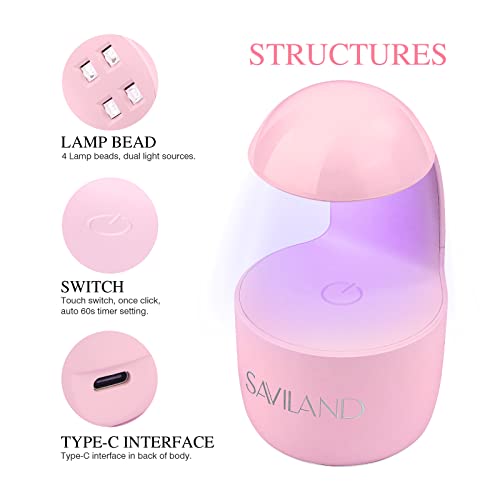 Saviland Mini Nail Lamp & 42PCS гел лак за нокти Постави-натопено u v v v gel полски комплет мини u v nail светло за нокти уметност