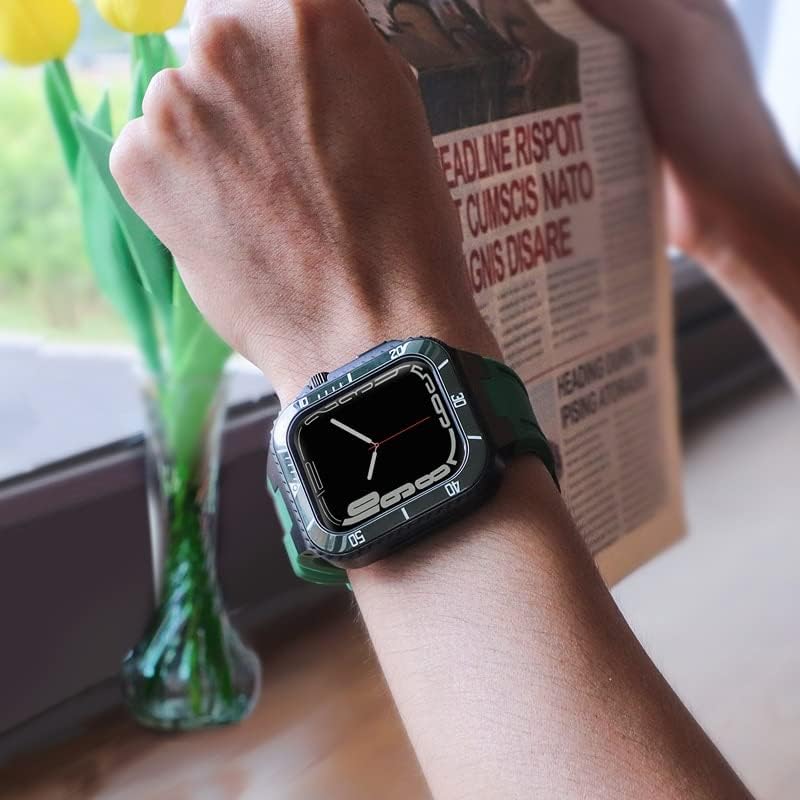 Ремен За Комплет За Модификација НА HEPUP за Apple Watch Band 45mm 44mm Метална Кутија+Керамика Браник Мод Комплет Покритие iwatch 8 7