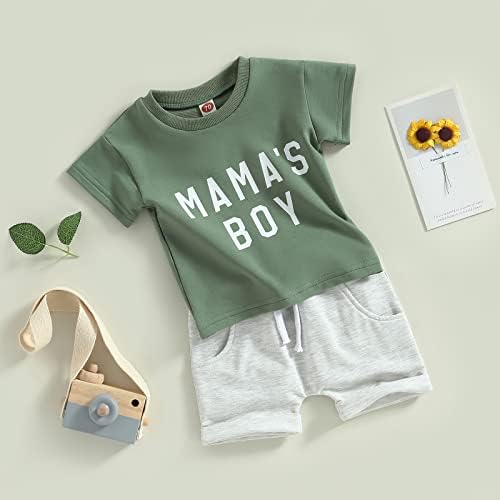 Детето бебе момче летно облека мама мама момче кратко ракав маица врвови за новороденчиња валани за шорцеви за влечење