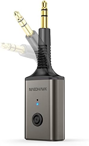 Maedhawk Aux Bluetooth адаптер за автомобил, преносен Bluetooth 5.3 адаптер за автомобили, ротирачки 3,5 mm Bluetooth безжичен аудио приемник