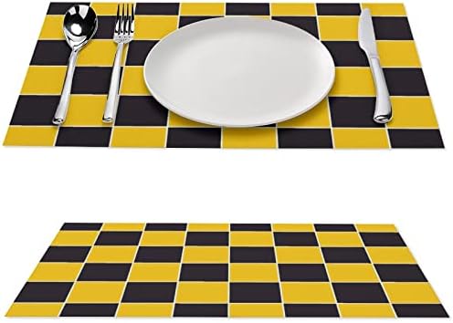 Yellowолти црни шаховски табли ПВЦ Матици за маса што се перат за подлога за табели за табели за трпезариска маса за трпезариска маса