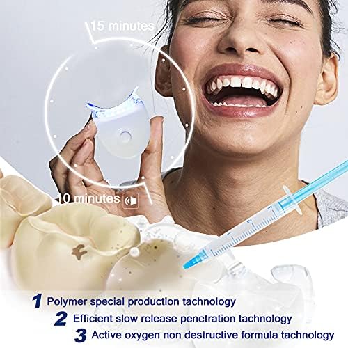 10 мин. Не-чувствителен белење на брзи заби со 3 CA-R-B-A-A-A-Mide Пероксид заби за белење на заби, комплет за белење на заби со LED светло помага да се отстранат дамките од кафе