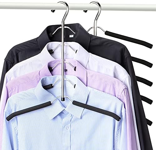 Закачалки за заштеда на простор за заштеда на облека 2 пакувања занишана рака не лизгање на палто за палто 5 слоеви тешки од не'рѓосувачки