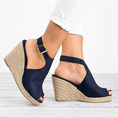 Сандали за жени летни женски дами цврсти клинови случајни ленти за токи римски чевли сандали