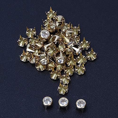 Кристална канџи ноил, 50 парчиња кристални ригистони ноили шарени тркалезни нокти на нокти, сребрени или златни бази DIY модни