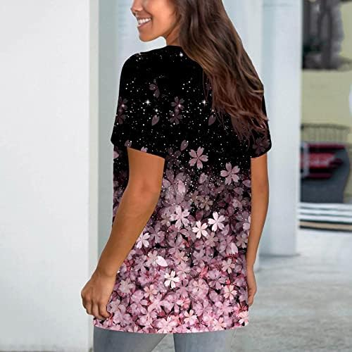 Тинејџерски девојки есен летен маица облека трендовски кратки ракави памук vneck графички бренд блуза за жени A1 A1