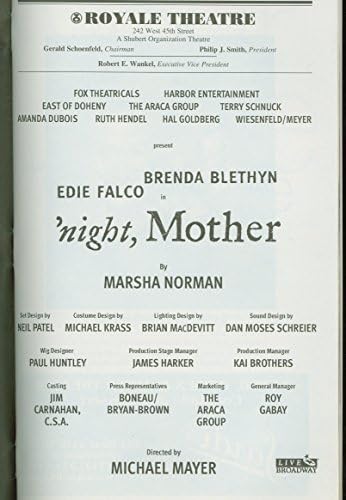 Ноќ, мајка, Бродвеј Плејбил + Еди Фалко, Бренда Блетин во своето деби на Бродвеј