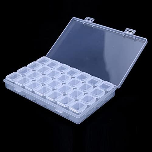 Weisuo 28 мрежи чиста пластична кутија за накит Организатор за складирање на контејнер со прилагодливи делители, кутија за складирање