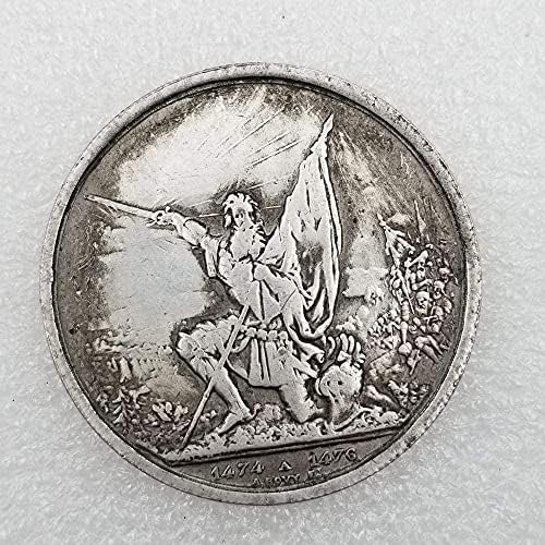 Антички занаети 1874 швајцарски месинг сребрен стари сребрени доларни монети 0069