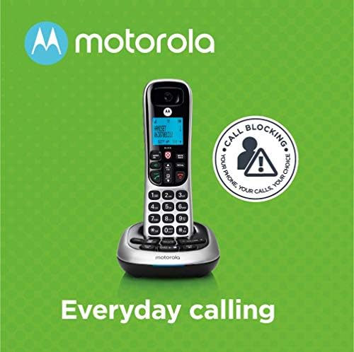Motorola CD4011 Dect 6.0 безжичен телефон со машина за одговарање и блок за повик, сребро/црна, 1 слушалка