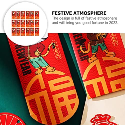 Хемотон Декоративни Пликови 24 парчиња 2022 Црвени Џебови Кинеска Нова Година Плик На Пари 2022 Хороскопски Џеб За Пари За Лунарна Година
