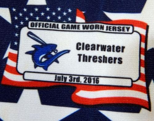 Clearwater Threshers Jesen Therrien 34 Red Jersey USA 4 -ти јули 48 524 - Игра користена МЛБ дресови