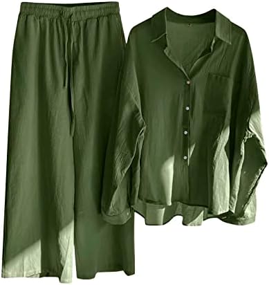 Плус големина панталони одговараат на жени 2 парчиња ретро плус големина памук и кошула костум со висока половината на половината одговараат врвни