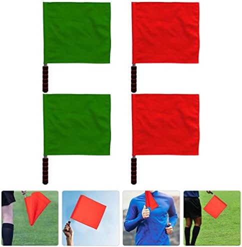 Оперитакс Тркачки Знамиња Судија Рачно Знаме 4 парчиња Зелено Црвено Знаме За Предупредување Знаме Судија Знаме Со Столб Од Нерѓосувачки