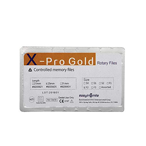 Easyinsmile X-Pro Злато Конус NITI Endо Ротациони Датотеки 6 парчиња Memoryодонтски Контролирани Мемориски Датотеки 6 парчиња
