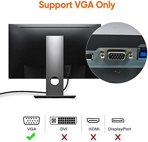 CableCreation USB 3.0 до VGA кабел 6 стапки, USB до VGA 15 пински адаптер кабел 1080 P @ 60Hz, Monitor, приказ на видео конверторот само поддржува