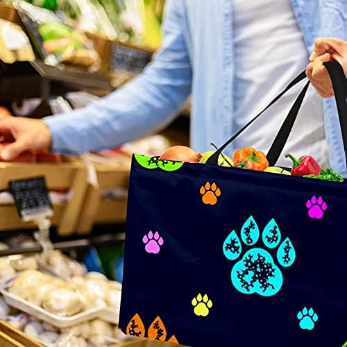 Кошар за еднократно шопинг црна шарена кучиња шепа отпечатоци преносни преклопни пикник намирници торбички за перење торба за торба за купување тота