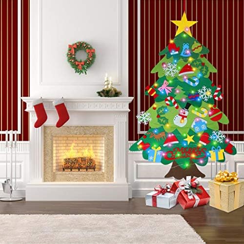 Faylapa Kids Diy Felte Felte Felte, 3,3ft Christmasид што виси со 31 парчиња украси, 16,4ft со 50 LED жица светлина за деца Божиќни