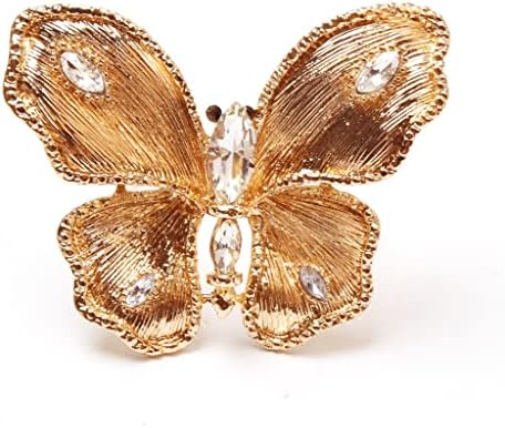 N/A 12 парчиња метална позлатена пеперутка салфетка прстенка злато ринстон салфетка тока персонализиран инсект прстен прстен прстен прстен прстен