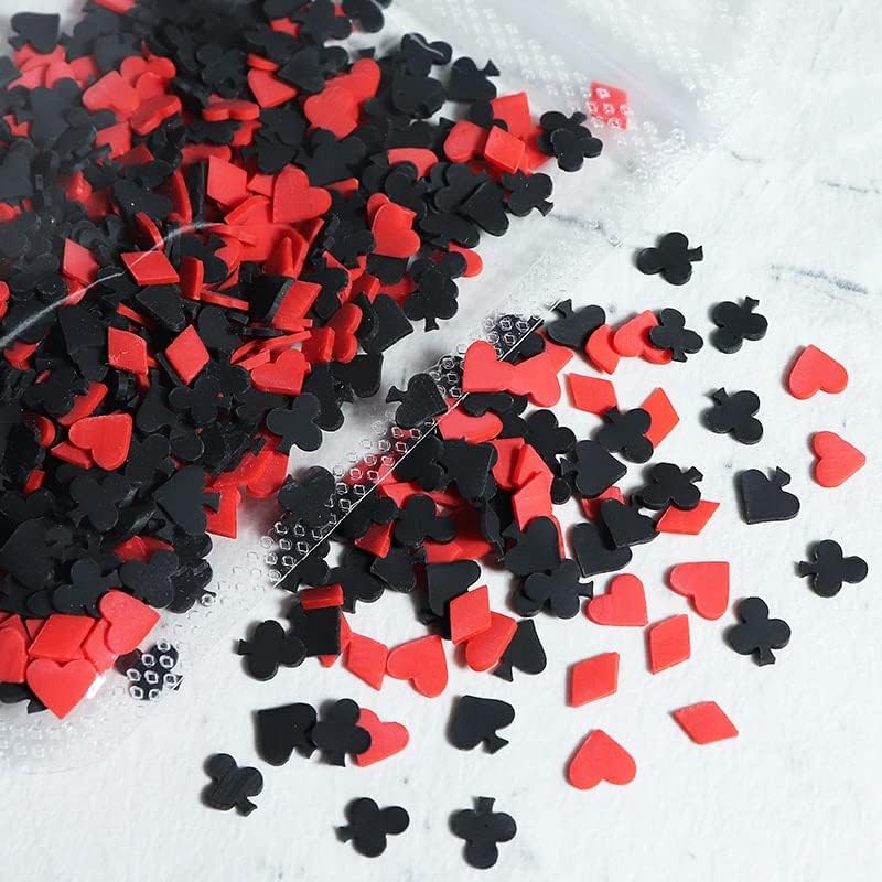 10G смола покер картичка парче нокти уметнички украси црвено црно срце полимер глинести парчиња делови маникир дизајн за нокти за напојување
