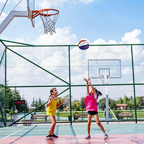 Детска кошарка големина 3, младинска кошарка со големина 5 со воздушна пумпа и игла за игри на отворено базен, игра за обука на кошарка