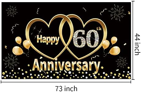 60-Годишнината Банер Позадина Украси-Големи Среќни 60 Годишнината Свадба Материјали За Забава Декор-Црно Злато 60 Годишнината Постер