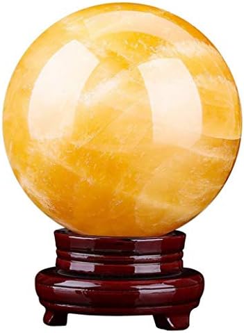 MyIngebin Feng Shui Citrine Crystal Ball Meditation Meditation Cryzal Crystal Sphere со дрвен штанд привлекуваат богатство и украс